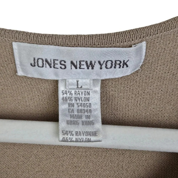 Jones New York Tan Short Cap Sleeve Pullover Rayon/Nylon Sweater Top Size Large - Picture 2 of 9